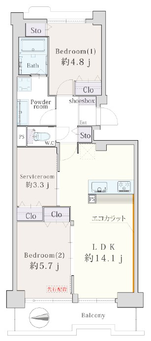光が丘パークタウンゆりの木通り北住宅10号棟7階 間取図