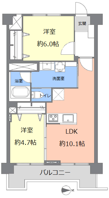 大山ローヤルコーポ9階　間取図