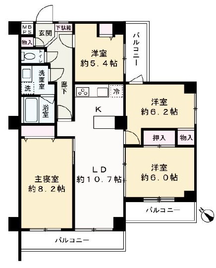 コスモ中台2階 間取図