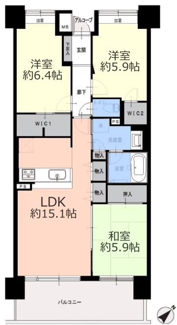 コスモ板橋志村プリオール3階　間取図