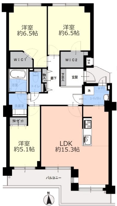 コートハウス城北中央公園5階 間取図
