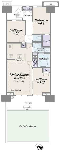 シティテラス加賀1階 間取図