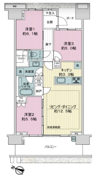 シティテラス加賀2階　間取図