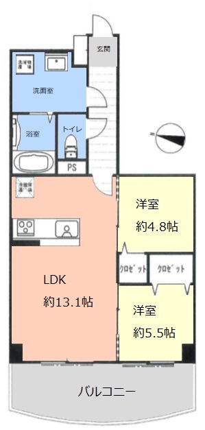 蓮根ファミールハイツ 1号棟7階 間取図