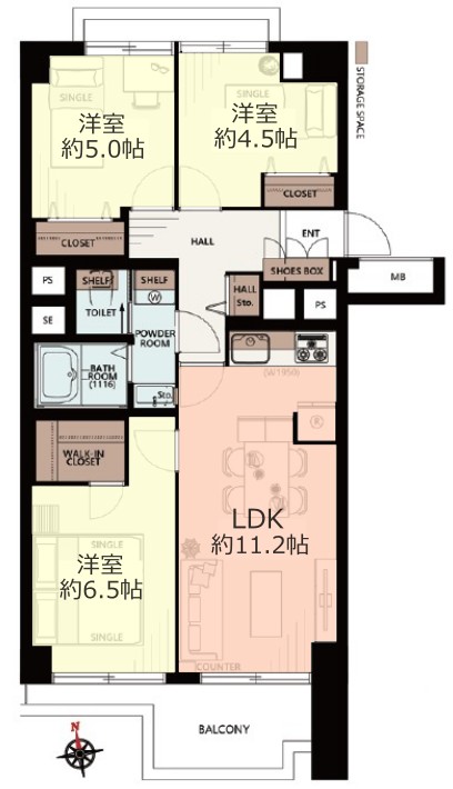 板橋中台マンション3階　間取図