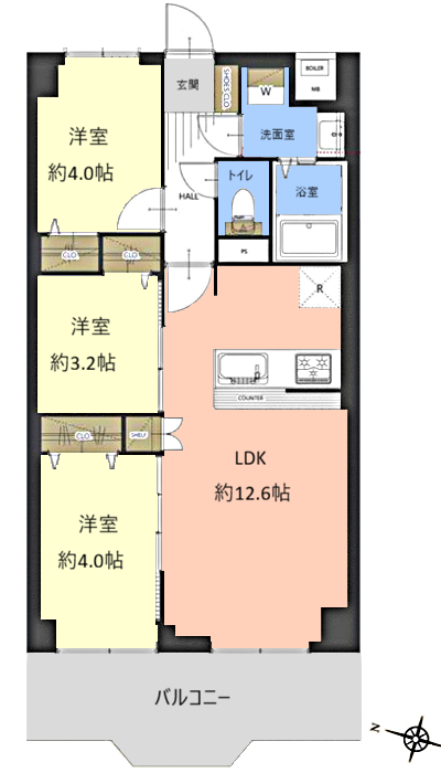 洋伸小豆沢公園マンション2階　間取図