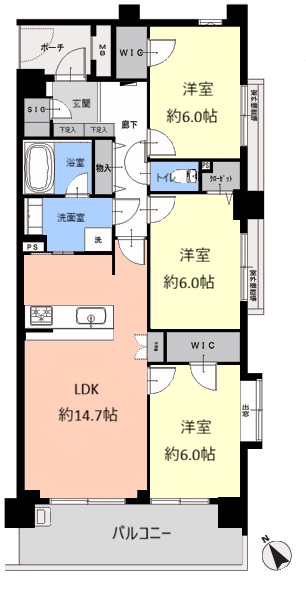 日神パレステージ東武練馬台 東館5階　間取図