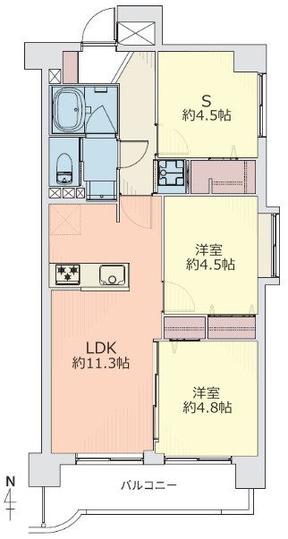 中銀第2城北パークマンシオン3階　間取図