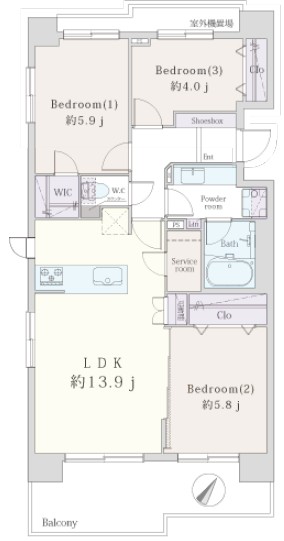 小豆沢パークホームズ2階　間取図