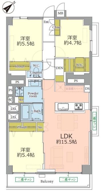 志村城山公園ハイデンス5階　間取図（仮）