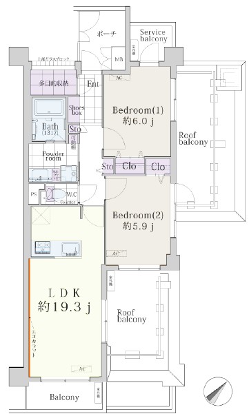 コスモ小竹向原ガーデンフォルム6階 間取図