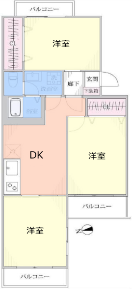 三田南常盤台コーポ2階　間取図