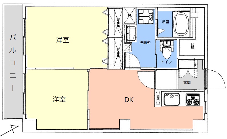 上板橋サンライトマンションB棟6階　間取図