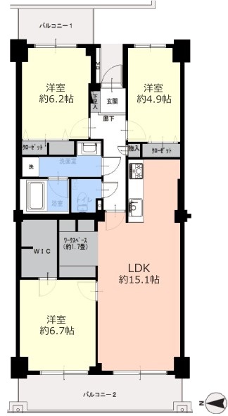 サンシティJ棟2階 間取図