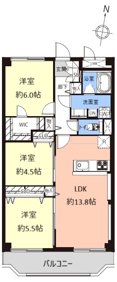 いづみハイツ本蓮沼5階　間取図