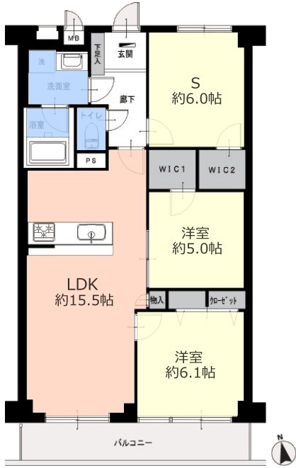 蓮根スカイマンション7階 間取図