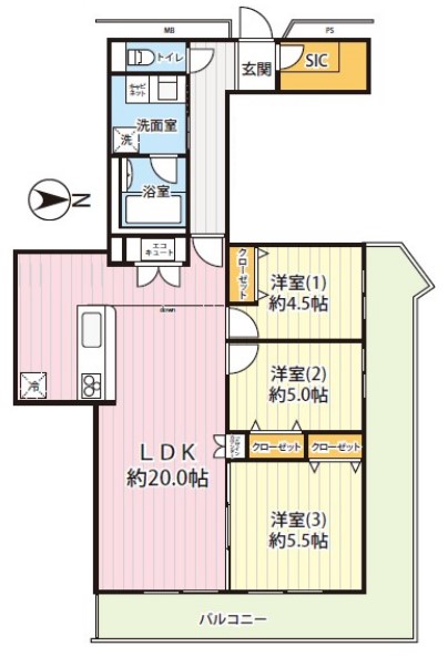 サンシティG棟21階　間取図