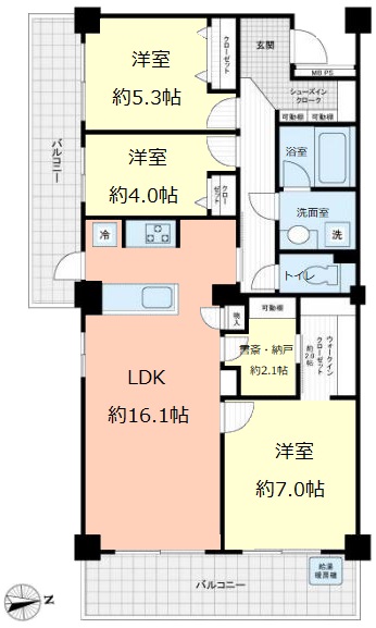 サンシティH棟7階　間取図