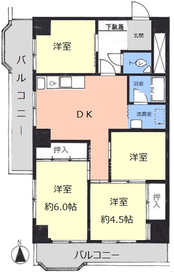 パシフィック武蔵野台ニューハイツ6階　間取図