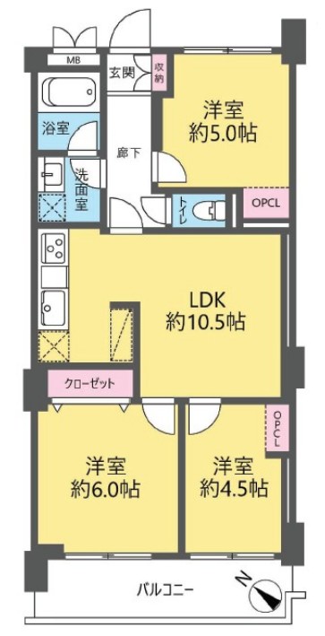 シャルム見次公園3階　間取図