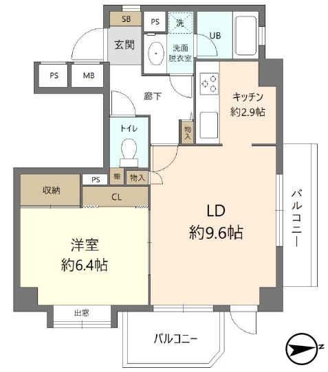 セザール蓮根4階　間取図