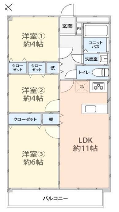 中銀城北パークマンシオン2階　間取図
