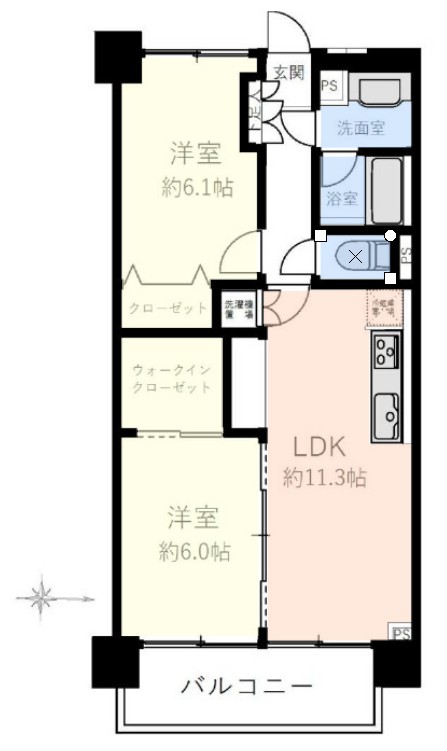 中銀城北パークマンシオン5階　間取図