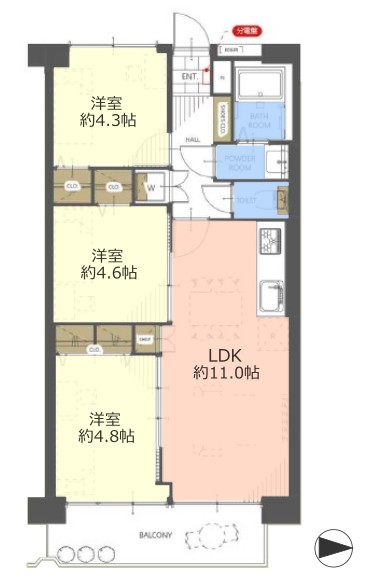 中銀城北パークマンシオン6階 間取図