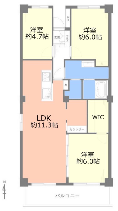 サンシティ Ｉ棟14階　間取図