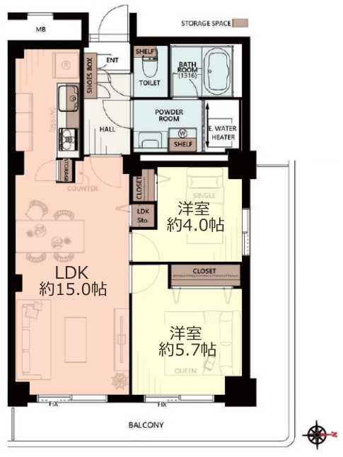 サンシティD棟21階　間取図