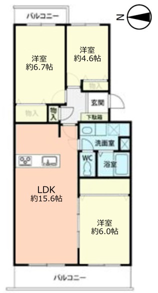 サンシティ東の丘L棟2階 間取図