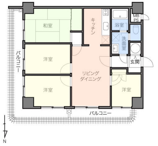 秀和大山レジデンス4階　間取図