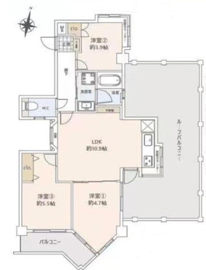 キャニオンマンション蓮根城北公園5階 間取図