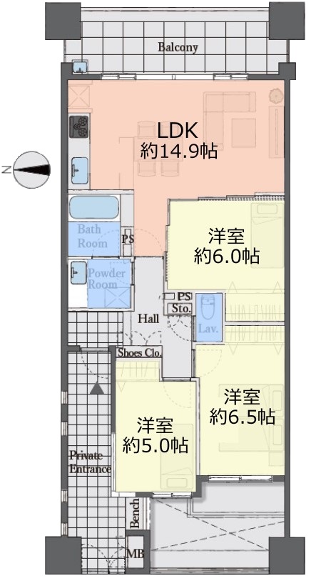 グランアルト加賀5階　間取図