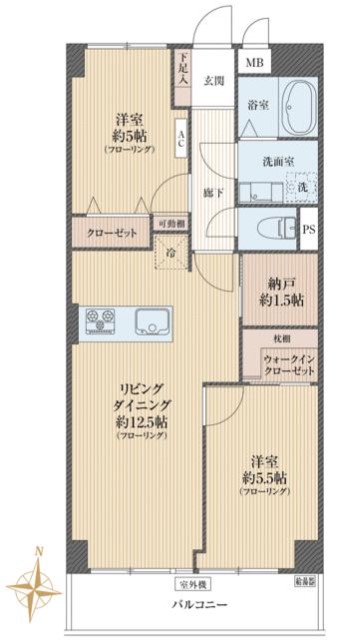 クレールあづさわ1階　間取図