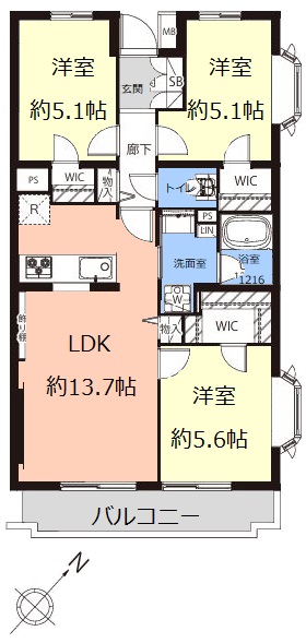 ユニーブル成増3階A棟　間取図