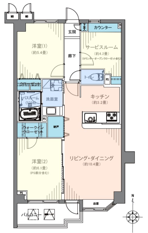 東建ニューハイツ赤塚公園2階　間取図