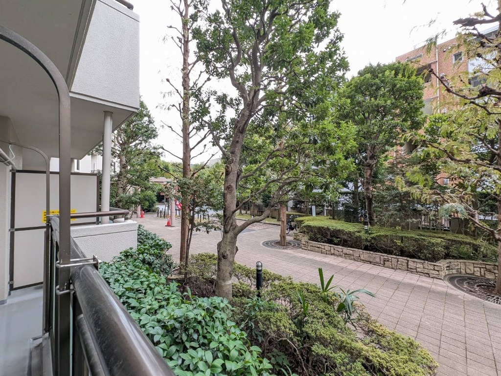 モアクレスト西台1階 遮らない緑豊かなバルコニー前