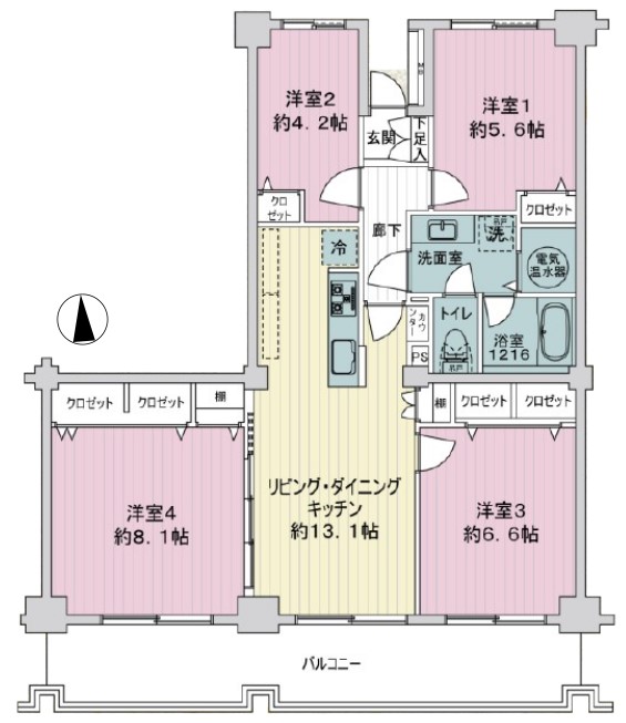 小豆沢パークファミリアB棟8階　間取図