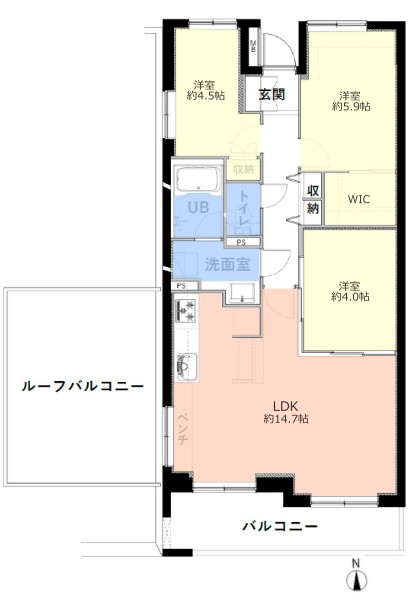蓮根城北公園パークホームズ6階　間取図