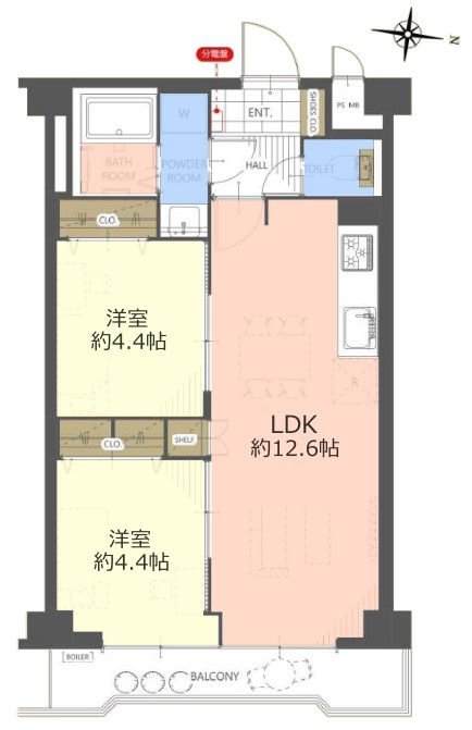 朝日大山マンション5階 間取図