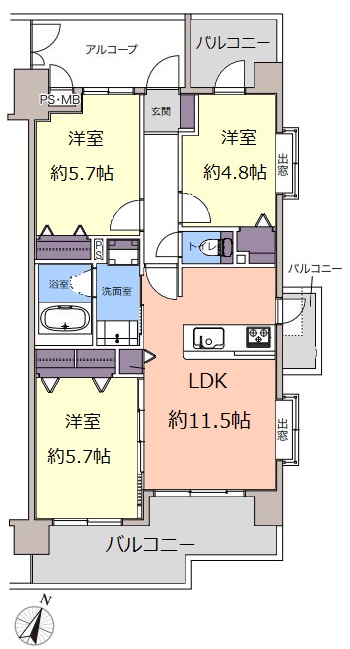 ライオンズヒルズ赤塚公園4階　間取図