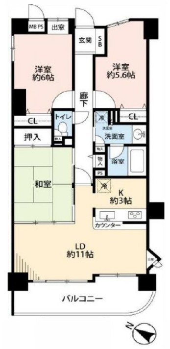 ライオンズヒルズ成増3階　間取図