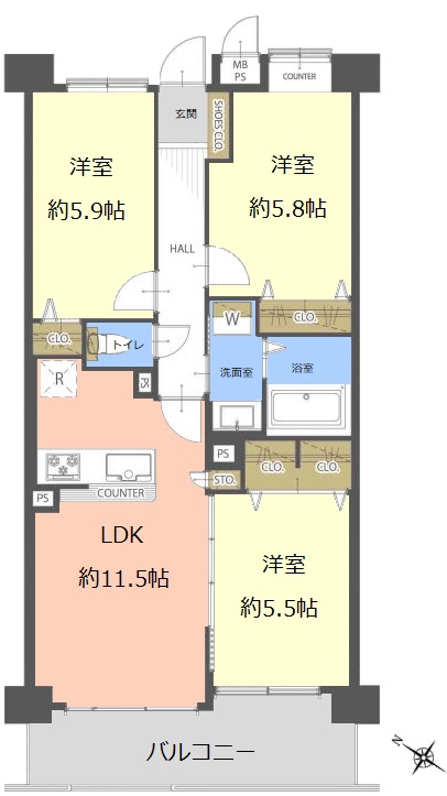 ライオンズヒルズ成増4階　間取図