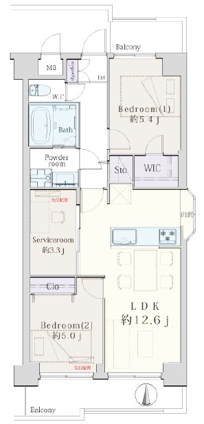 コスモ板橋蓮根4階 間取図