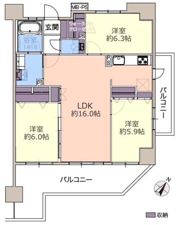 ライオンズマンション北赤羽リバーステージ2階　間取図