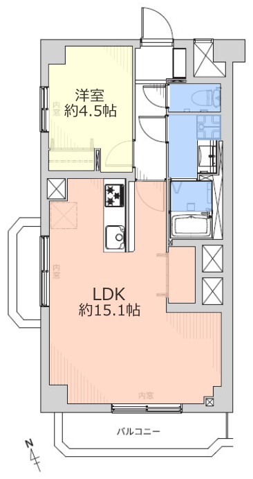 集成第2マンション4階　間取図