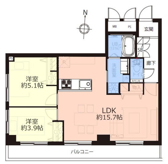 ウインベルコーラス蓮沼3階 間取図