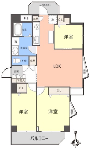 コープ大山9階　間取図