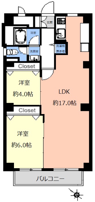 上板橋サンライトマンションD棟3階　間取図